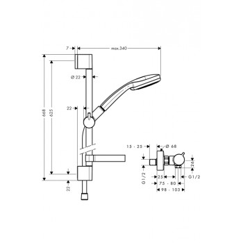 Hansgrohe Croma 100 Vari0/Ecostat dušas komplekts 27034