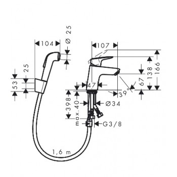 Hansgrohe Logis Izlietnes jaucējkrāns ar bidettu, 71290000