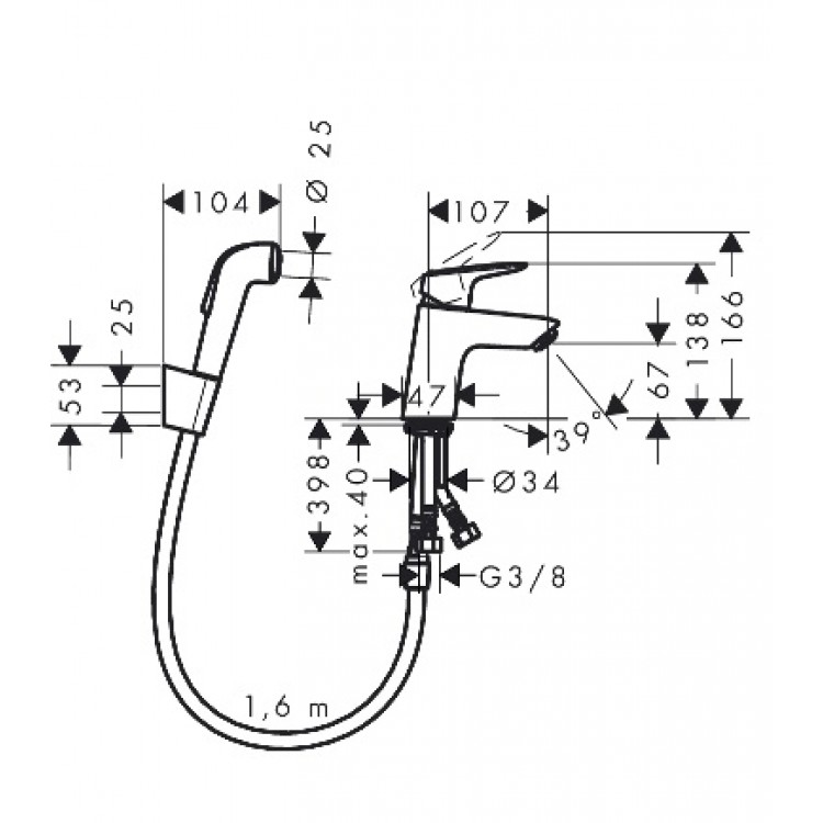 Hansgrohe Logis Izlietnes jaucējkrāns ar bidettu, 71290000