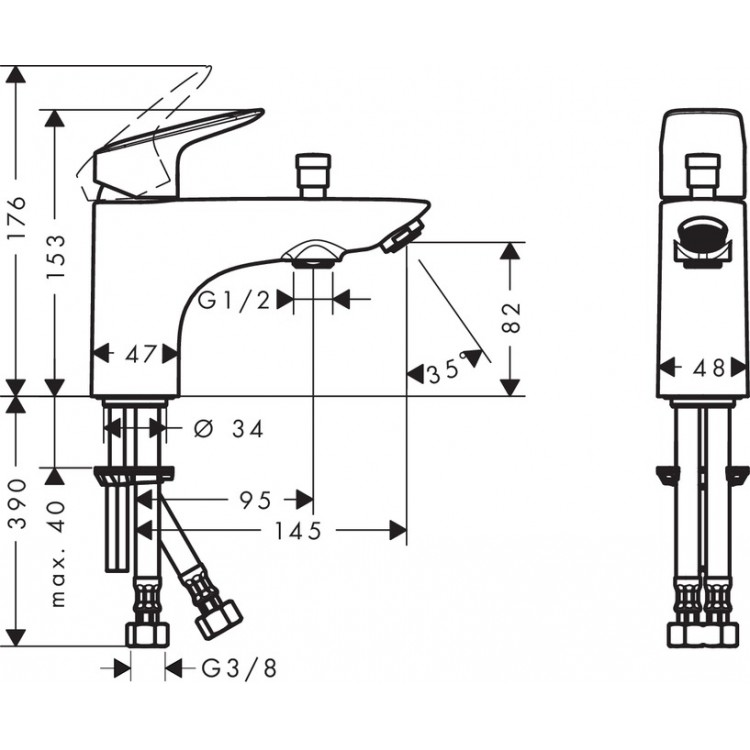 Hansgrohe Logis Monotrou jaucējkrāns uz vannas malas, 71312000