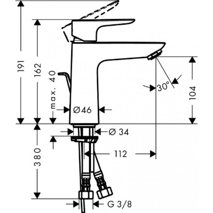 Hansgrohe Talis E Izlietnes jaucējkrāns 110, 71710140