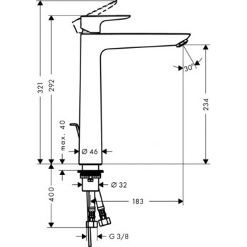 Hansgrohe Talis E Izlietnes jaucējkrāns 240, 71716990