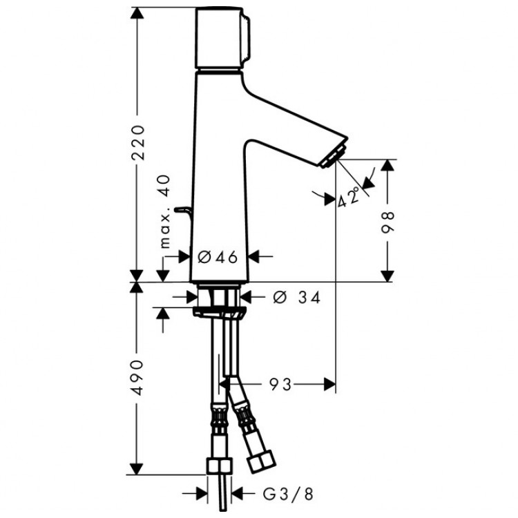 Hansgrohe Talis Select S Izlietnes jaucējkrāns 100, 72042000