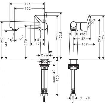 Hansgrohe Talis S 140 Izlietnes jaucējkrāns, 72113000