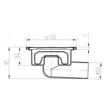 HACO Neptun DN50/55 N  Neizžūstošais traps, horizontāls