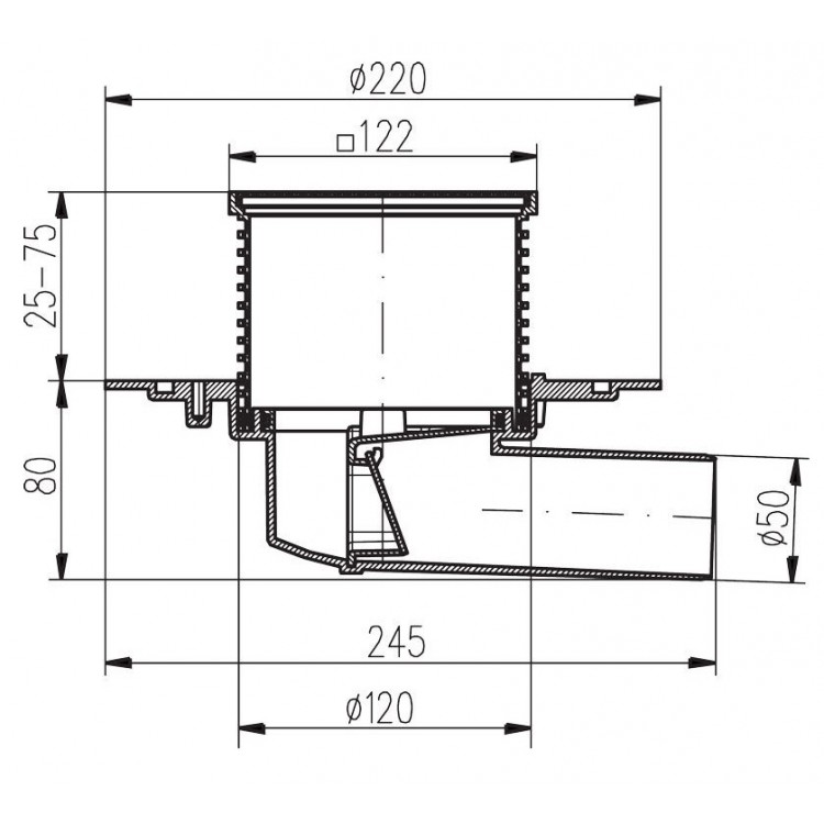 HACO PVBU DN50 N Traps, horizontāls