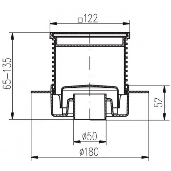 HACO 122x122 DN50 N Трап, вертикальный