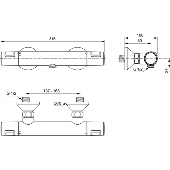 Ideal Standard Ceratherm T25 Термостат для душа, A7201AA