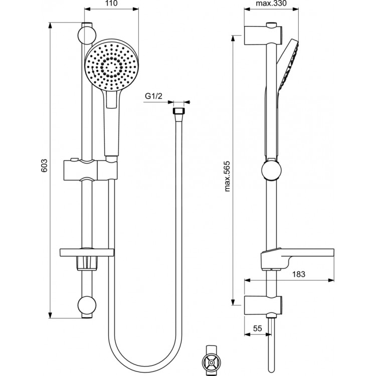 Ideal Standard Rain Evo Душевой набор 3-режима, B2620AA