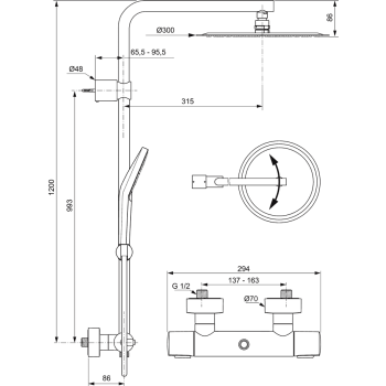 Ideal Standard IdealRain LUXE Душевая система, A6984AA