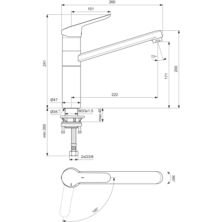 Ideal Standard Ceraflex Смеситель для кухни, BC135AA