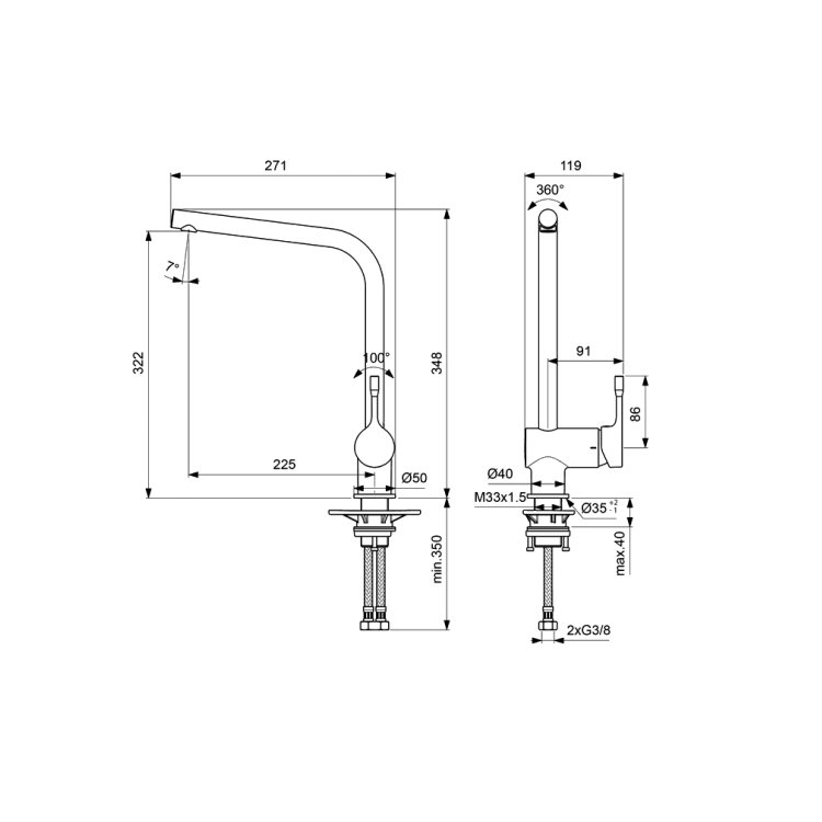 Ideal Standard Ceraflex Смеситель для кухни, BC174BC