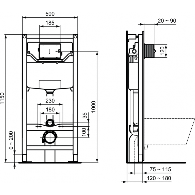 Ideal Standard Система инсталляции с чёрной клавишей,R020467/012