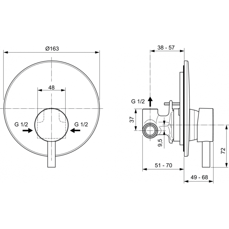 Ideal Standard Ceraline Cмеситель для душа, хром A6940AA