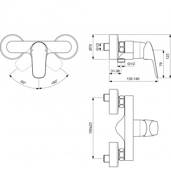 Ideal Standard Ceraflex Смеситель для душа, хром B1720AA