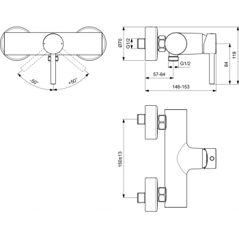 Ideal Standard Ceraline Смеситель для душа, хром BC200AA