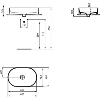 Ideal Standard STRADA II Нaкладная раковина 60x40cm, T298101