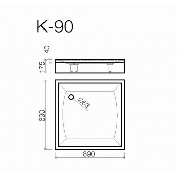 Vispool Kvadrātveida dušas paliktnis K-90,900x900