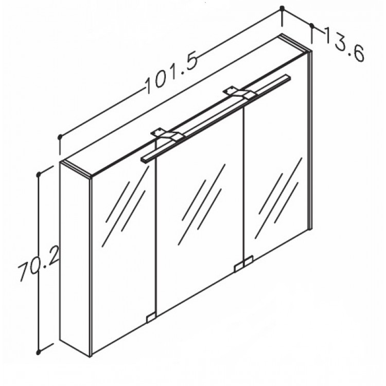 KAME D-Line Spoguļskapītis 100x70 cm,MC2DML/100-70/D2-DL