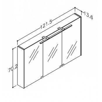 KAME D-Line Spoguļskapītis 120x70 cm,MC2DML/120-70/D2-DL