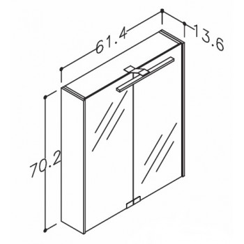 KAME D-Line Spoguļskapītis 60x70 cm,MC2DML/60-70/D5-DL