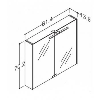 KAME D-Line Spoguļskapītis 80x70 cm,MC2DML/80-70/D5-DL