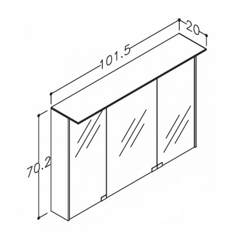 KAME D-Line Spoguļskapītis 100x70 cm,MC3DML/100-70/D2-DL