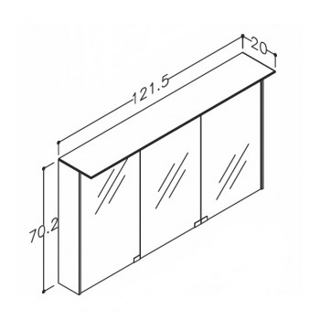 KAME D-Line Spoguļskapītis 120x70 cm,MC3DML/120-70/D5-DL