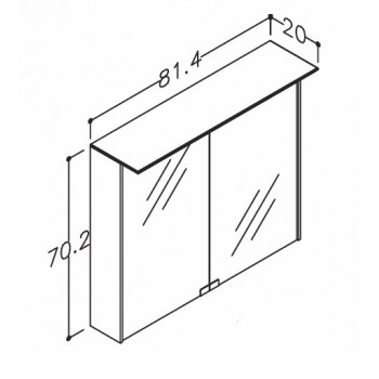 KAME D-Line Spoguļskapītis 80x70 cm,MC3DML/80-70/D2-DL