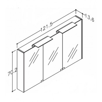 KAME D-Line Spoguļskapītis 120x70 cm,MC5DML/120-70/D2-DL