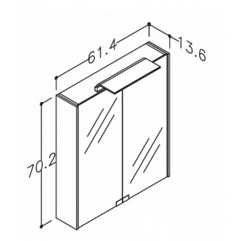 KAME D-Line Spoguļskapītis 60x70 cm,MC5DML/60-70/D2-DL