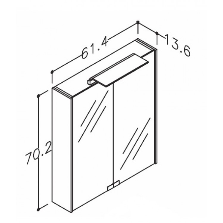 KAME D-Line Spoguļskapītis 60x70 cm,MC5DML/60-70/D5-DL