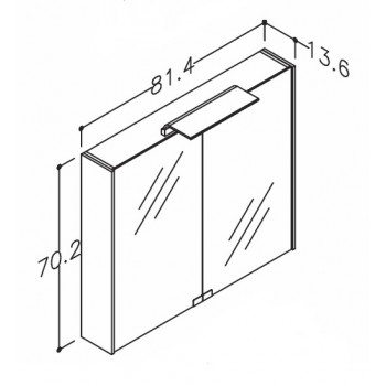 KAME D-Line Spoguļskapītis 80x70 cm,MC5DML/80-70/D5-DL