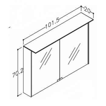 KAME D-Line Spoguļskapītis 100x70 cm,MD3DML/100-70/D5-DL
