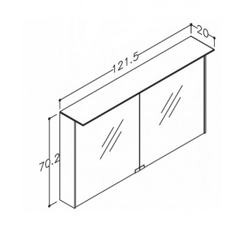 KAME D-Line Spoguļskapītis 120x70 cm,MD3DML/120-70/D2-DL