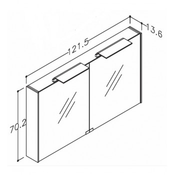 KAME D-Line Spoguļskapītis 120x70 cm,MD5DML/120-70/D6-DL