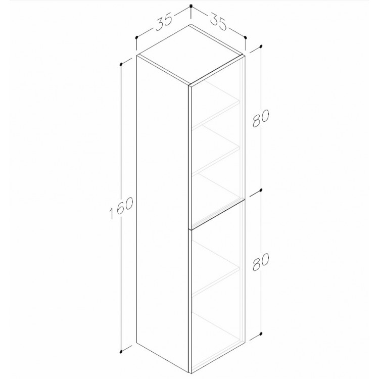 Kame GAMA Vannas istabas augstais skapis 160x35cm, TU/35-2/D05