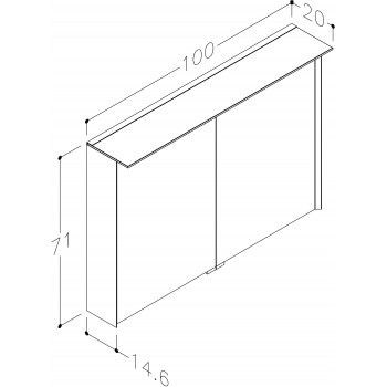 KAME Exclusive LOFT Spoguļskapītis 100x71 cm, MD3DML/100-70/D02-LFT