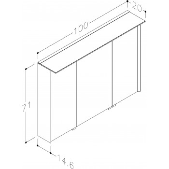 KAME Exclusive LOFT Spoguļskapītis 100x71 cm, MC3DML/100-70/D02-LFT