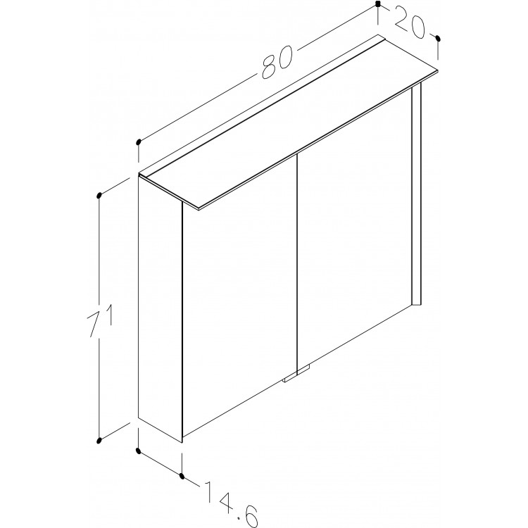 KAME Exclusive LOFT Spoguļskapītis 80x71 cm, MC3DML/80-70/D02-LFT