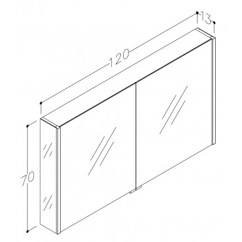 KAME BIG Vannas istabas spoguļskapītis 120x70 cm, MDDML/120-70/P