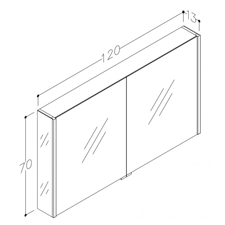 KAME BIG Vannas istabas spoguļskapītis 120x70 cm, MDDML/120-70/P