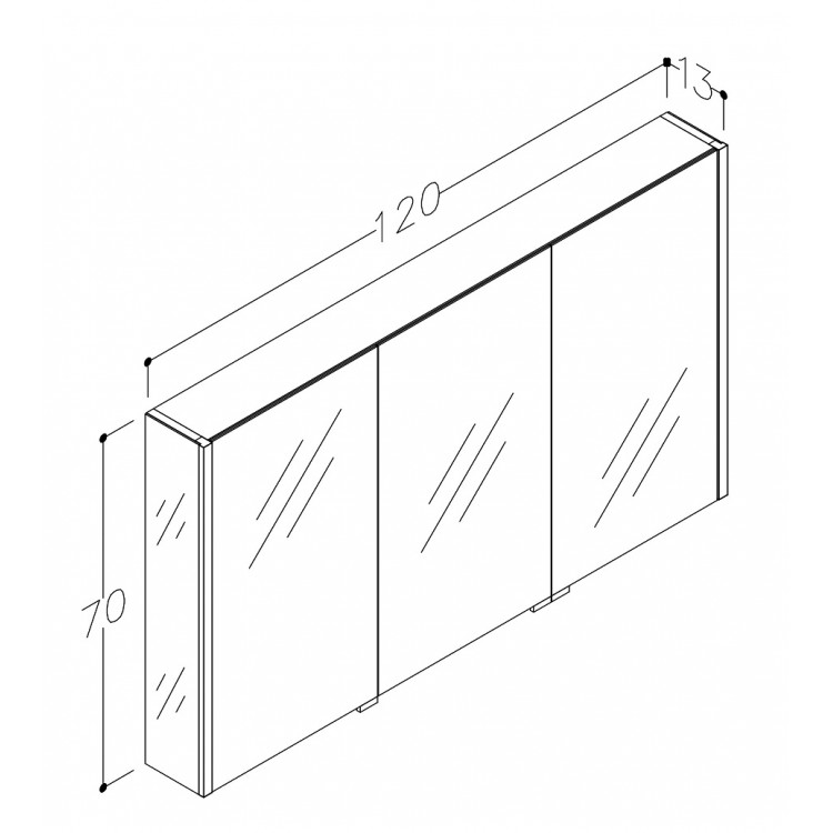 KAME BIG Vannas istabas spoguļskapītis 120x70 cm, MCDML/120-70/P