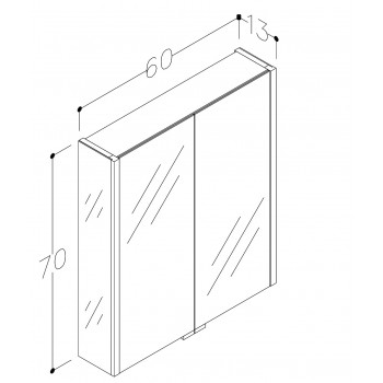 KAME BIG Vannas istabas spoguļskapītis 60x70 cm, MCDML/60-70/PL-