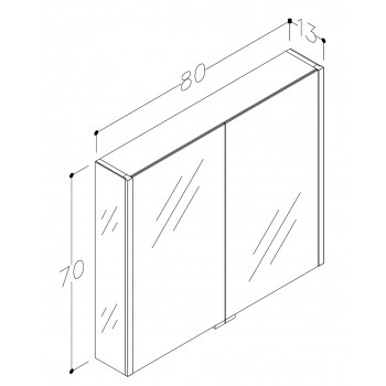 KAME BIG Vannas istabas spoguļskapītis 80x70 cm, MCDML/80-70/PL-