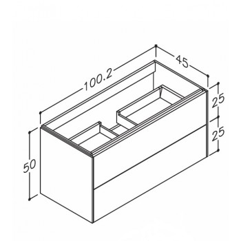 Kame D-LINE Skapītis zem izlietnes 100cm, BU/10-3DR/D2-DL