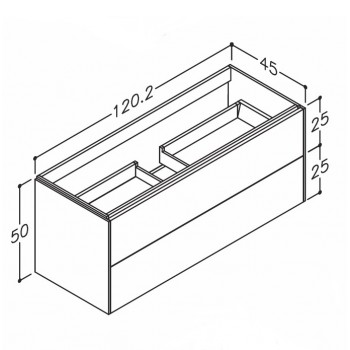 Kame D-LINE Skapītis zem izlietnes 120cm, BU/12-3DR/D2-DL