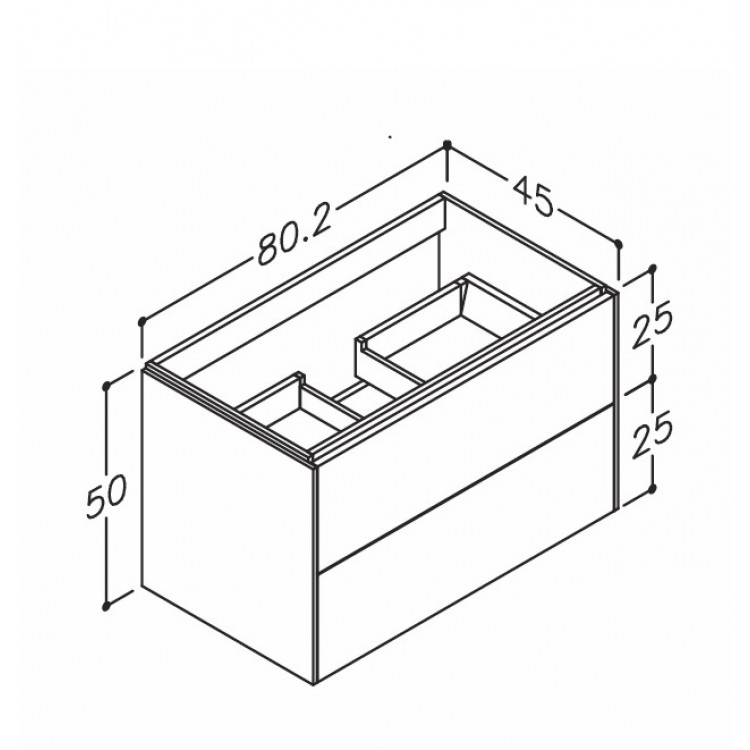 Kame D-LINE Skapītis zem izlietnes 80cm, BU/8-3DR/D2-DL