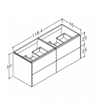 Kame D-LINE Skapītis zem izlietnes 120cm, BUD/12-3DR-4/D5-DL