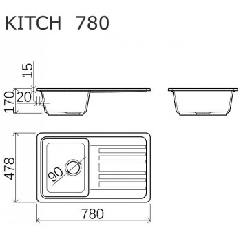 Vispool Virtuves izlietne Kitch 780, 780x478 mm, granīta